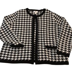 Sz womens 18/20 plus size houndstooth snap cardigan career wear